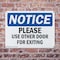 Signmission Exit Sign, Plastic, 14 in W, 10 in H, Please Use Other Door For Exiting OS-2PACK-NS-P-1014-L-17623 - alternate 3
